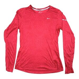 Nike Pullover Shirt Womens Small Pink Tonal Athletic Running Dri-Fit Miler Swosh